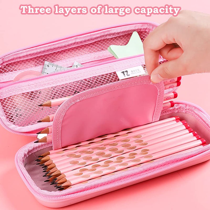 FEWOFJ 3D Rabbit Pencil Case for Kids Girls, Waterproof Pencil Box with Compartments Pen Pouch (Pink) - Image 2